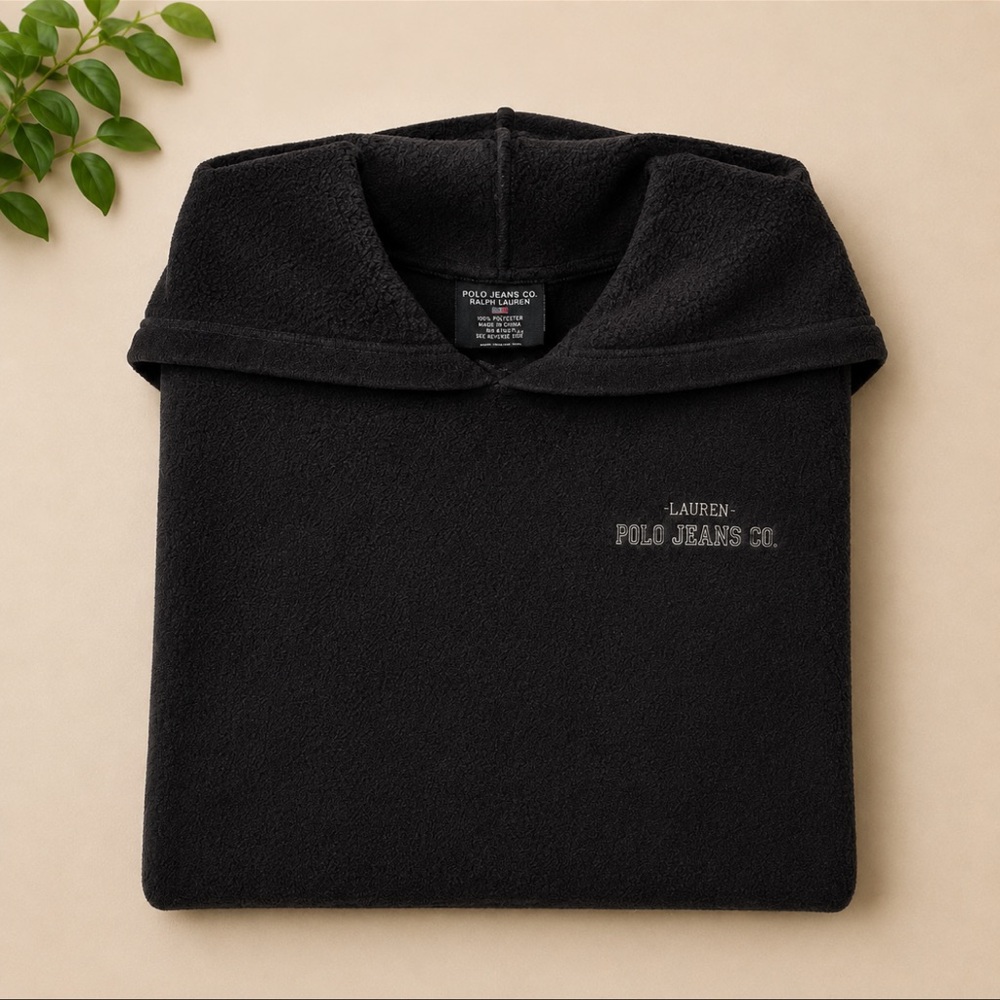 Vintage Polo Jeans Co Ralph Lauren Fleece Hoodie Pullover Black